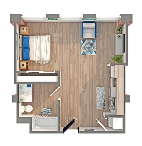 Studio - D Floorplan