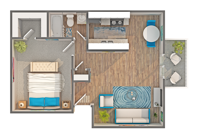 Carmichael | 1-Bedroom Floorplan