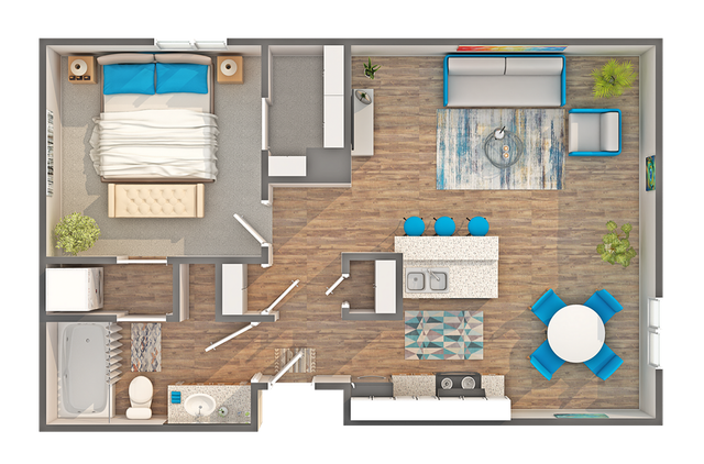 Jensen with W/D | 1-Bedroom Floorplan