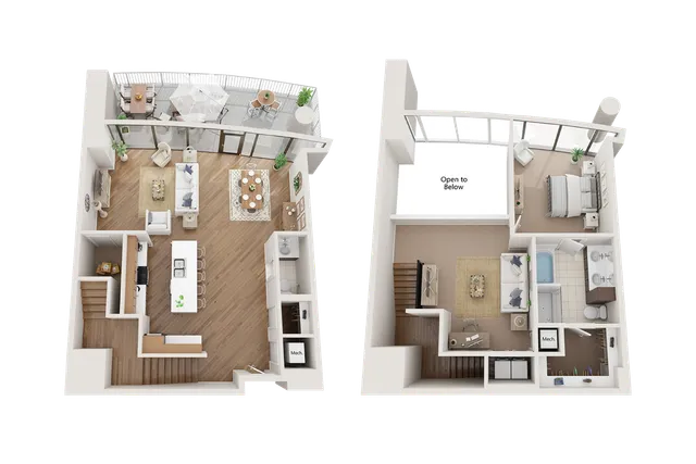 Arrive Upper Kirby_1BR 1BA Garden Loft C 1780sf