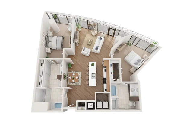 Arrive Upper Kirby_2BR 2BA Flat A 1590sf