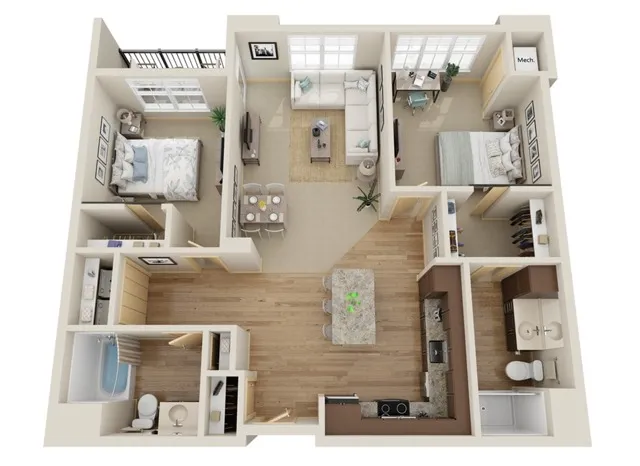 Floor Plan D2 | The Junction | Apartments in Menomonee Falls, WI