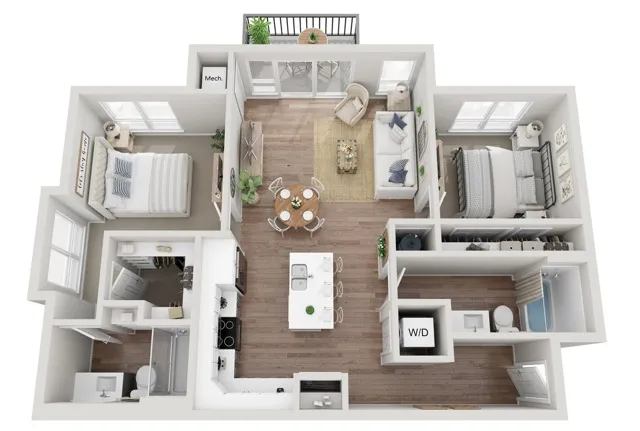Floor Plan 2BR C1 | Seasons at Hoffman Estates | Apartments in Hoffman Estates, IL