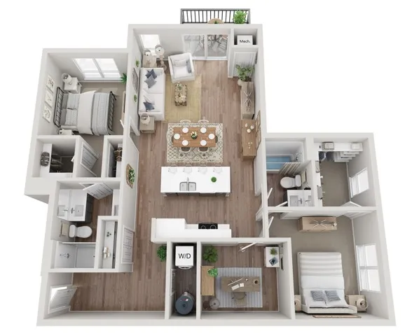 Floor Plan 2BR C3 | Seasons at Hoffman Estates | Apartments in Hoffman Estates, IL