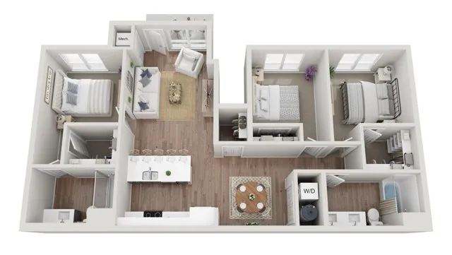 Floor Plan 3BR A1 | Seasons at Hoffman Estates | Apartments in Hoffman Estates, IL