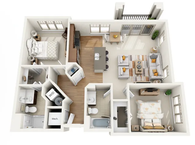 Floor Plan 2F | Wells Street Station | Apartments in Delafield, WI