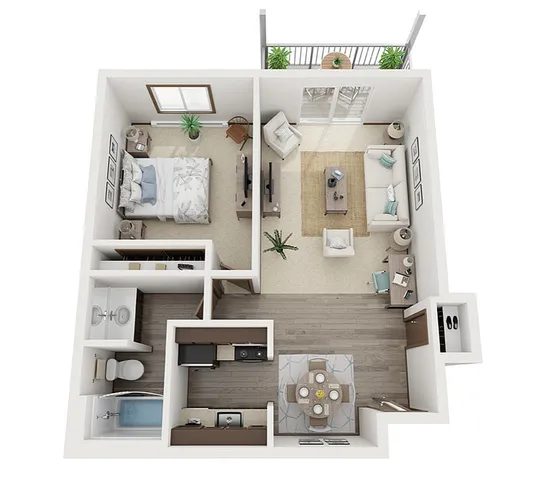 Poplar with Patio/Balcony | Valley View Apartments | Apartments in Madison, WI