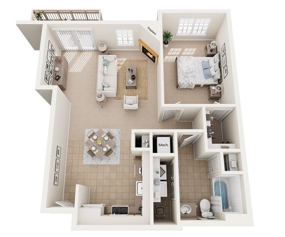 One Bedroom, One Bathroom with Fireplace | Liberty Square | Apartments in Sun Prairie, WI