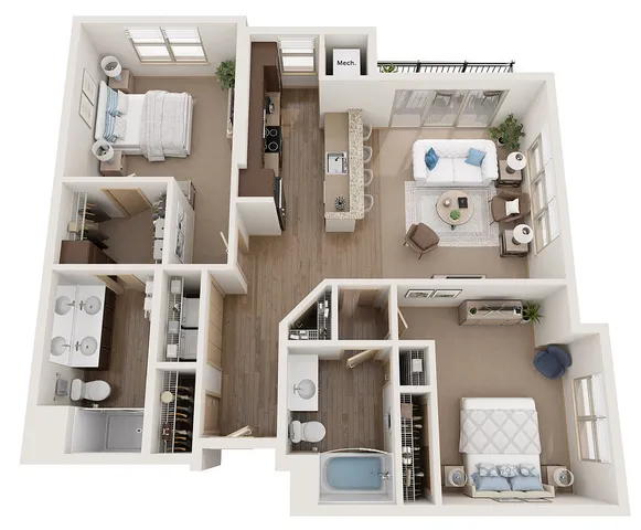 Floor Plan D2 | The Woodlands Apartments | Apartments in Menomonee Falls, WI