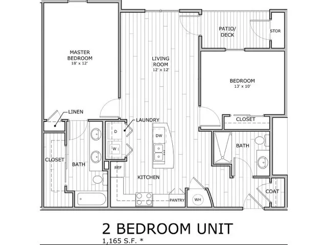 floor plan image of 2 bedroom apartment home at Coryell Commons in Springfield, MO