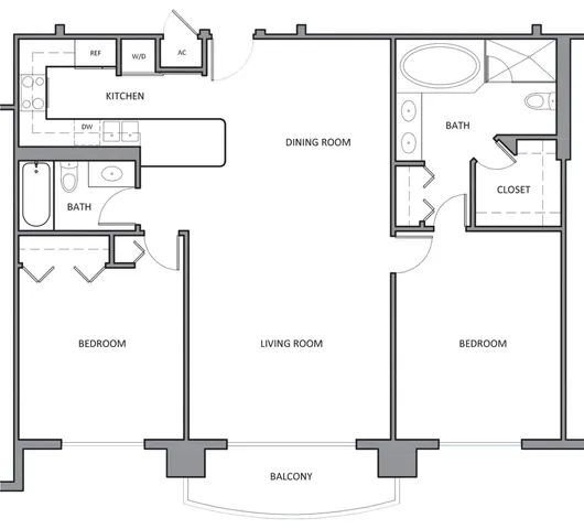 2 BR / 2 BA - 1,185 sq. ft.