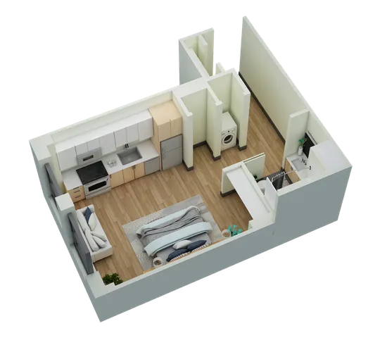 Studio, 1 Bath- B