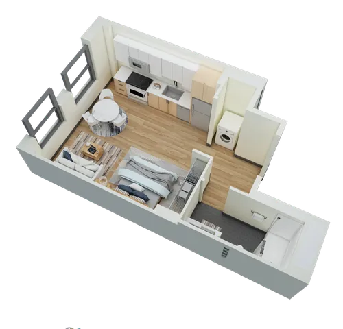 Studio, 1 Bath- E