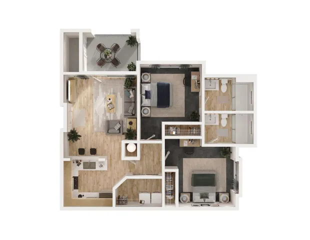 Alt Text: 2 bedroom 2 bathroom Deluxe floor plan at The Lodge of Athens with 898 square feet