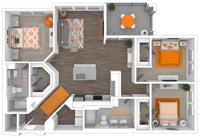 The Sensational, 3/2, 1353 SF with balcony/patio