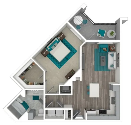 The IMPETUS | ONE BEDROOM, ONE BATH, 879 TOTAL SF WITH BALCONY/PATIO