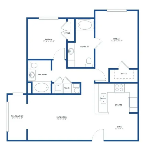 2x2 Small Renovated Floor Plan Image
