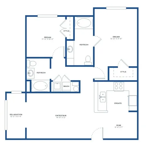 2x2 Small w/Sunroom Floor Plan