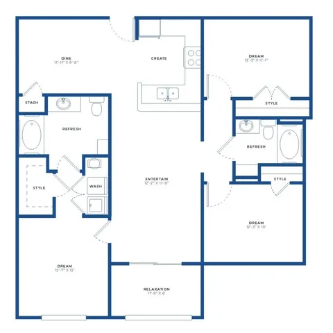 3x2 w/Sunroom Floor Plan Image