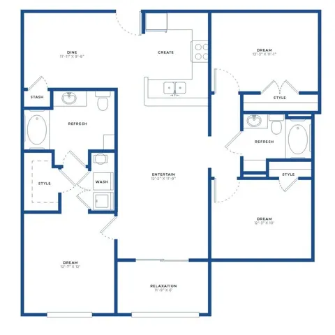 3x2 w/Sunroom Renovated Floor Plan Image
