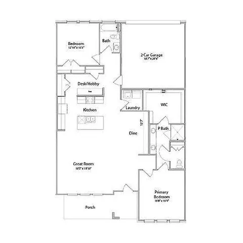 Orchid floor plan with 2 bedrooms and 2 bathrooms, 1739 square feet at Legacy Park.