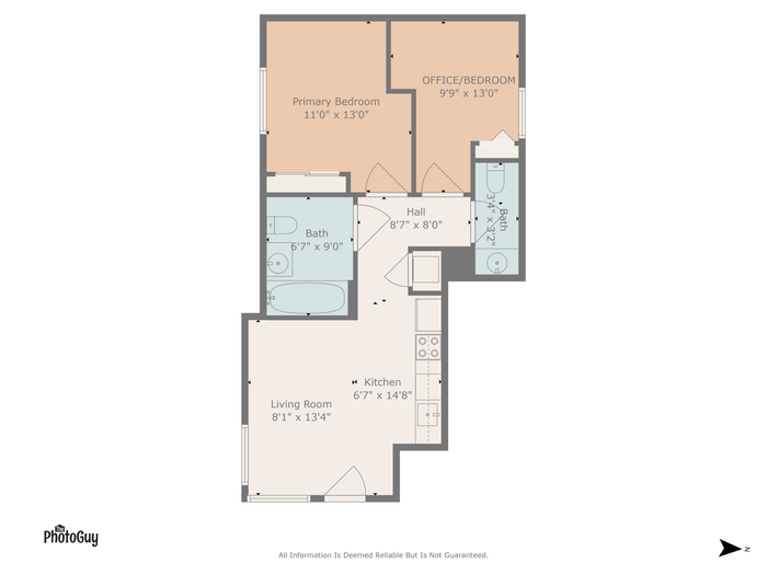 One bedroom with office/den space