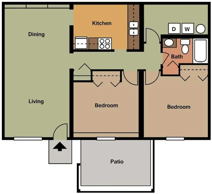 2 bed 1 bath