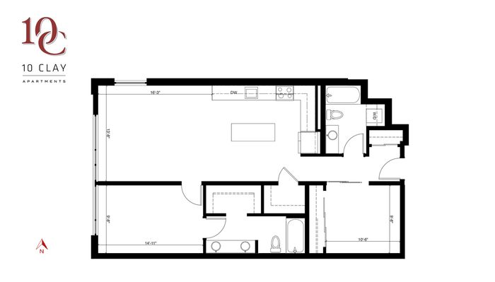 1 Bed 2 Bath + Den