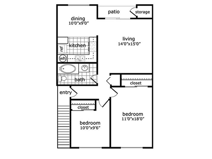 The Habitat Two Bedroom Floorplan