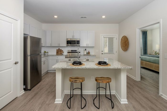 kitchen with island and stainless steel appliances