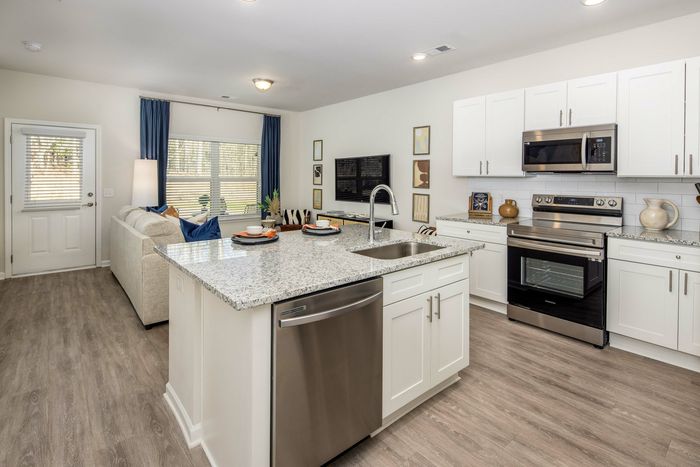kitchen and living area