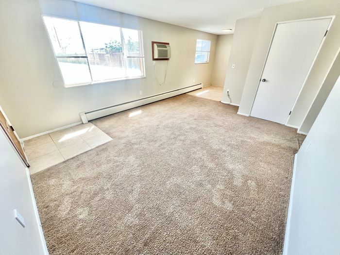 Bright, spacious living room with large windows and elegant carpet, creating a cozy and inviting atmosphere.