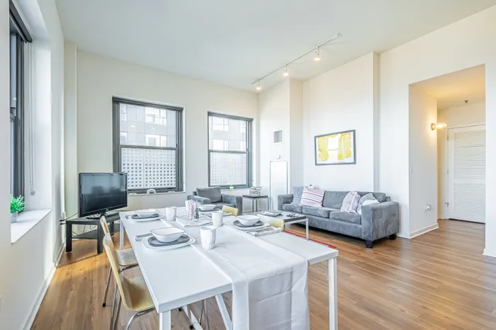 The Buckingham Apartment Dining Room and Living Room