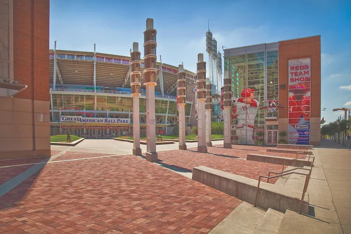 Vibrant view of the Great American Ball Park entrance.