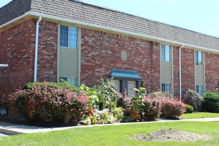 Charming brick apartment building at Braeburn Village.