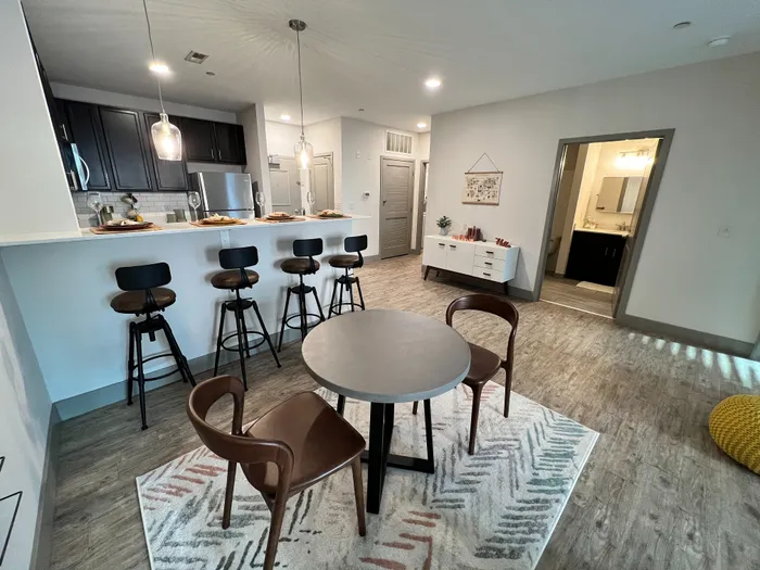 Open dining area in 1 bedroom apartment at The Pointe on Mass Indianapolis