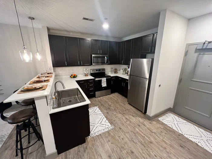 Modern kitchen in 1 bedroom apartment at The Pointe on Mass on Mass Ave Indianapolis