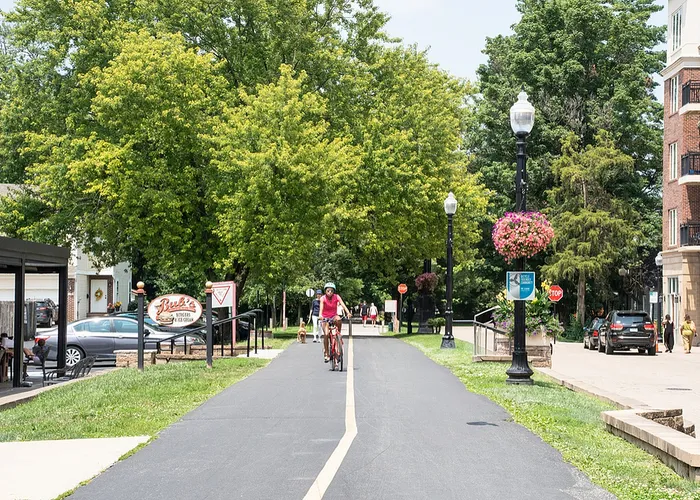 Monon Trail bike path in Carmel Indiana near Bub's Burgers and Ice Cream