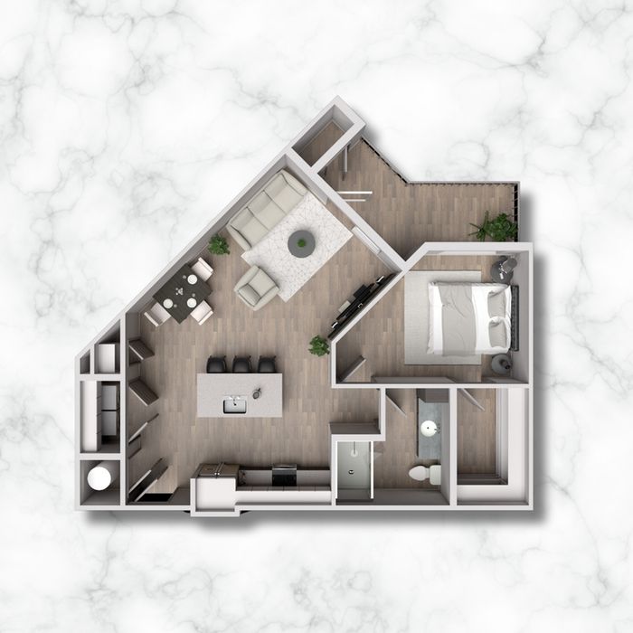 1BX - 770 sqft
