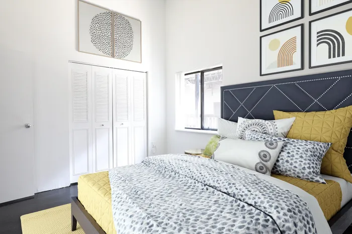 Courtyard Bedroom Yellow Bed