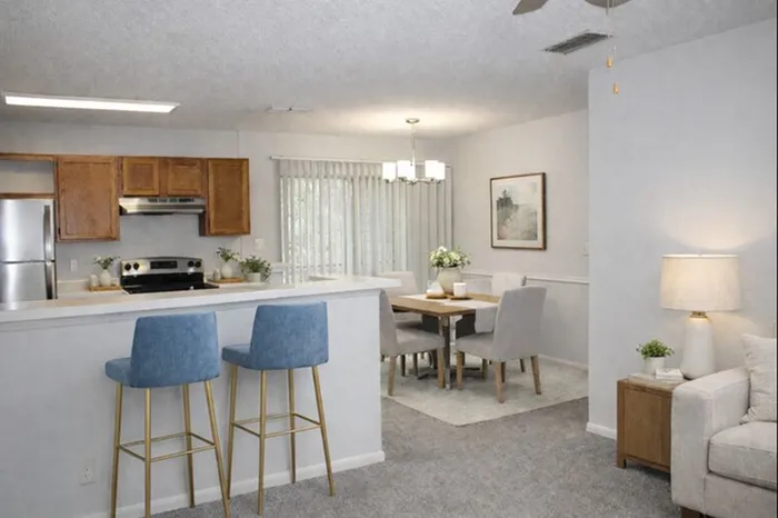 Kitchen, Dining, Living Room