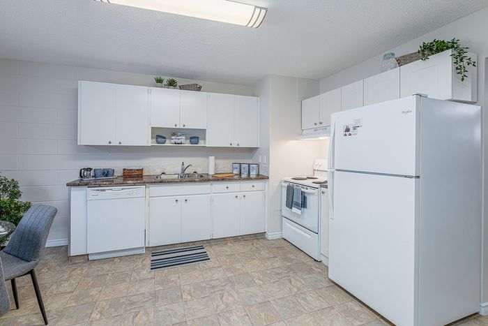 Bright, modern kitchen with sleek white cabinetry, spacious countertops, and chic decor.