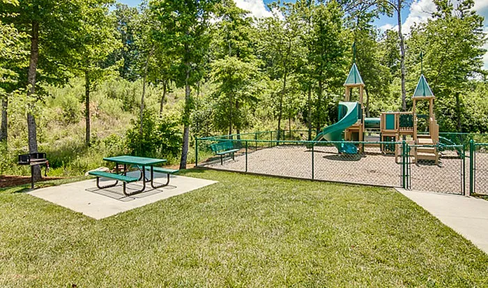Outdoor area with large playground.