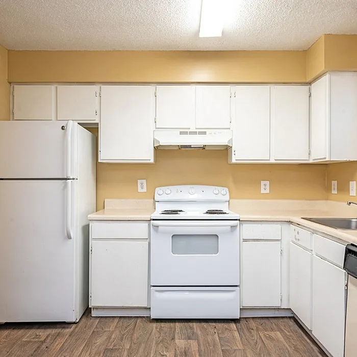 Bright and welcoming kitchen with modern appliances, ample cabinetry, and elegant hardwood floors.