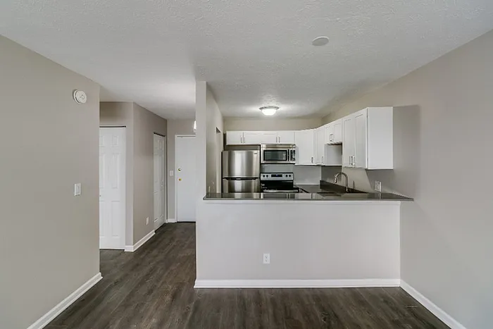 Contemporary kitchen with sleek stainless steel appliances, elegant cabinetry, and a modern open layout.