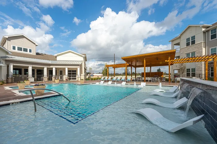 Pool with Water Features at Lakeview at Westpark