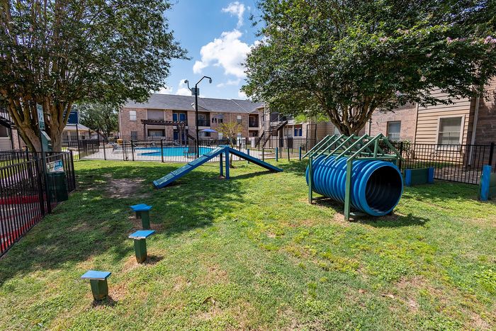 Dog park at Green Meadows Apartments in Houston, TX