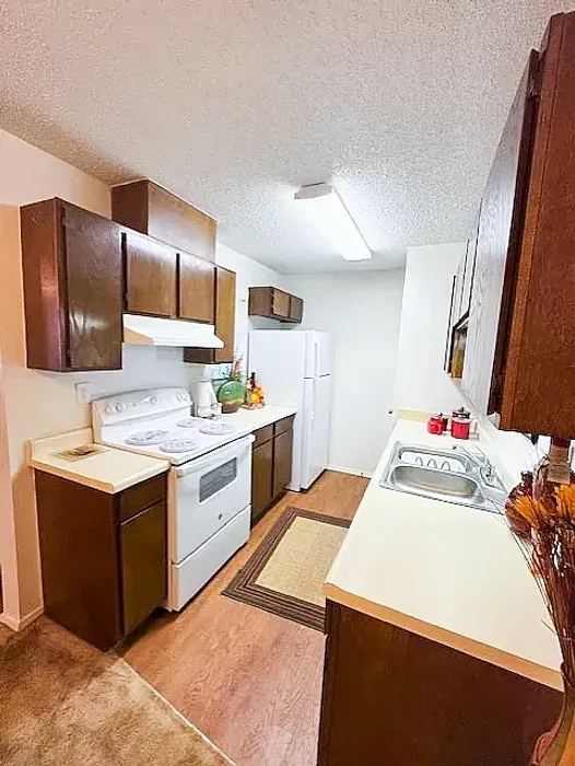 apartment kitchen with stove and sink