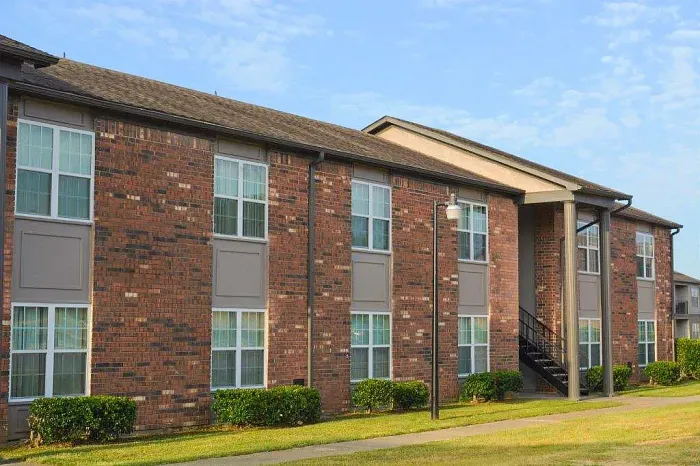 exterior of brick apartment building