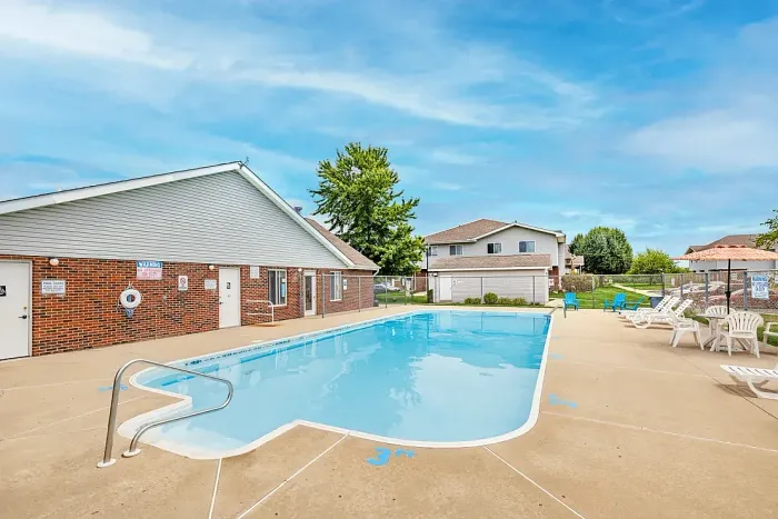 colorful outside apartment pool